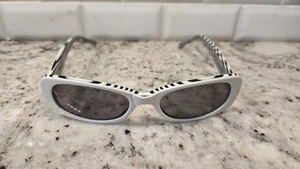 Vintage 1990s Anna Sui Designer Retro Black & White Striped Sunglasses, AA50301 - Picture 1 of 8