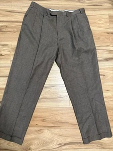 Lauren Ralph Lauren Houndstooth Wool Dress Pants Mens 38x30 Brown Formal Wedding - Picture 1 of 6