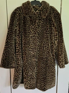Vtg Womens Plus 2X? C.D.V. Comme Du Vrai Faux Fur Leopard Coat Jacket France - Picture 1 of 7