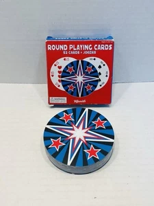 Vintage Round Playing Cards 52 Cards +Jokers Toysmith Stars Red White Blue - Picture 1 of 16