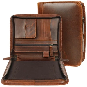 A5 Leather Zipper Portfolio Organizer - Picture 1 of 7