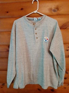 Vintage NFL Pittsburgh Steelers Herren L Henley Fleece Pullover Langarm - Bild 1 von 16