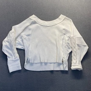 Top Free People para mujer blanco tejido gofre manga larga talla XS mangas tejidas con cable - Imagen 1 de 11