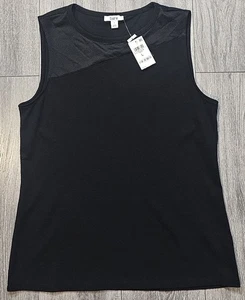 Bar III ärmelloses asymmetrisches Oberteil mit Netzeinsatz schwarz Damengröße Large - Bild 1 von 8