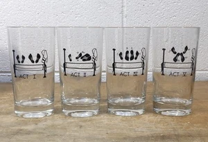Vasos de vidrio traviesos vintage humor sexual dormitorio ACT 1-5 lote de 4 federales - Imagen 1 de 7