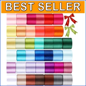 40 Rolls Colorful Satin Ribbons - 1.57'' Wide Ribbon for Gift Wrapping & Crafts - Picture 1 of 9