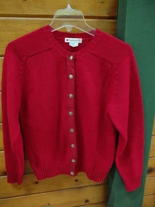 Vintage Appleseed's All Wool Red Cardigan Sweater Silver Buttons Hong Kong EUC! - Picture 1 of 10