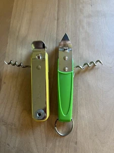 Vintage Bottle Can Wine Openers Yellow Tap Boy & Green Ekco Beer Bar Tools - Picture 1 of 7