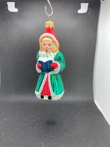 Vintage The Trimmery Glass Christmas Caroler Hand Painted Blown Glass Ornament - Picture 1 of 11