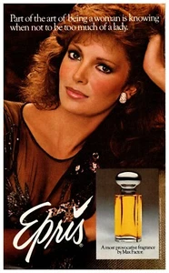 Pubblicità rivista JACLYN SMITH EPRIS MAX FACTOR vintage anni 80 5,5" x 9" M152 - Foto 1 di 1