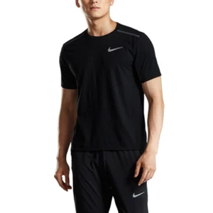 Nike Teen Men's Running Workout Short Sleeve T-Shirt - Black - Picture 1 of 5