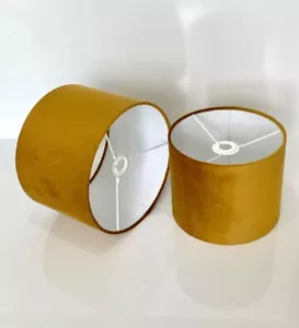 Neu hochwertiger Luxus Samt Trommellampe Schirm Pendelleuchte Schirm - Senf - Bild 1 von 3