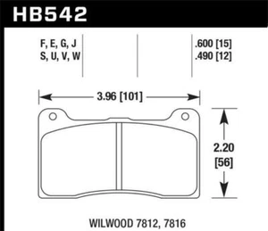 Hawk Performance HB542G.490 hawk Wilwood 15mm DTC-60 Race Brake Pads - Picture 1 of 2