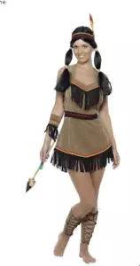 Pocahontas Native American Indian Hen Halloween Women'sFancy Dress Costume - Picture 1 of 3