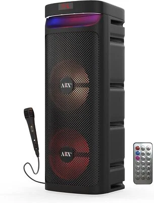 AUDIOBOX Portable Dual 10” Karaoke Party Speaker W/ Microphone - Bluetooth, USB, FM