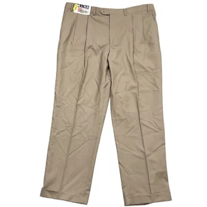 Pantalones de vestir Ralph Lauren para hombre 40W 30L caqui tostado plisado puño lana preppy nuevos con etiquetas - Imagen 1 de 12