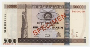 Uganda 50000 Shilingi 2008 Pick 47.s UNC billete sin circular espécimen - Imagen 1 de 2