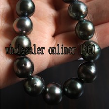 NEW 18" 8-9MM TAHITIAN NATURAL BLACK PEARL NECKLACE PERFECT AAA+