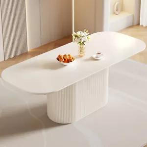 Indoor Rectangular Dining Table White Kitchen Table Modern For Living Room Bar - Picture 1 of 14