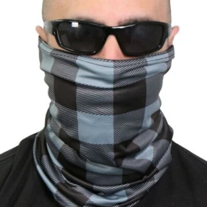 PLAID NECK GAITER - Breathable 100% Polyester Microfiber Lined neck GAITERS - Picture 1 of 4