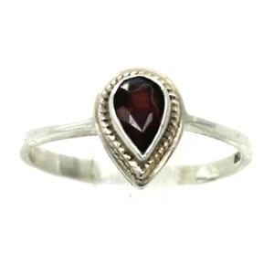 925 STERLING Südwestseil Detail facettiert rot Edelstein Ring Schild TR Größe 5 3/4 - Bild 1 von 9