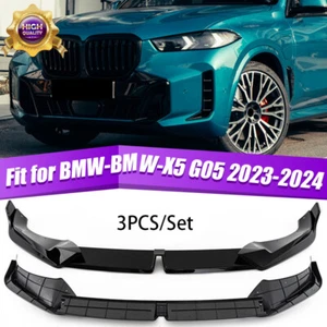 For BMW G05 X5 M Sport 20232024 LCI Black Front Bumper Lip Splitter Spoiler Set - Picture 1 of 14