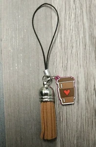 Handy Anhänger Kaffee & Quaste Cafe Hülle Zubehör Kaffeeliebhaber Geschenk baumeln - Bild 1 von 3