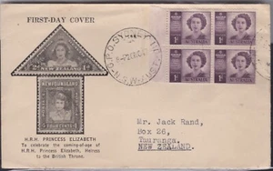 1947 1d HRH Princess Elizabeth Block of 4 Winslow FDC GPO Sydney CDS - Picture 1 of 1