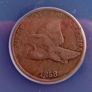 1858 P  Flying Eagle Penny ANACS Graded VG 10 .