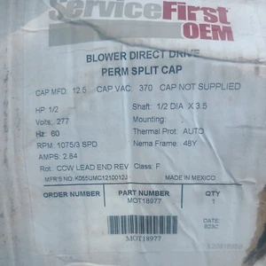 ServiceFirstOEM Blower Direct Drive Perm Split Cap, MOT18977, Hp 1/2, Volts 27 - Picture 1 of 4