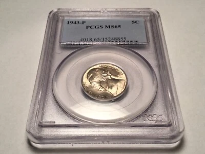 1943-P Silver Jefferson Nickel MS65 PCGS graded  - Image 1 of 4