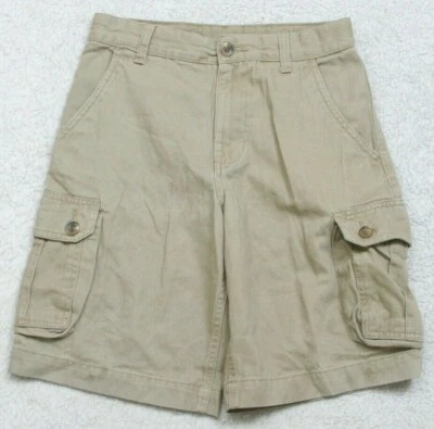 Pantalones Cortos de Vestido Carga Frente Plano Algodón Beige Glory Desteñido Doce 12 26" x 9.5" M25 Foto 1 de 4