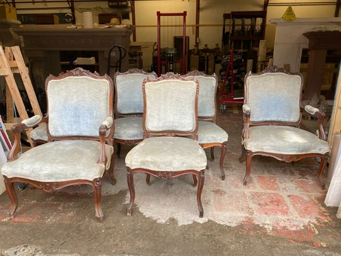 6 NICE ANTIQUE FRENCH WALNUT LOUIS XVI STYLE CHAIRS Cover