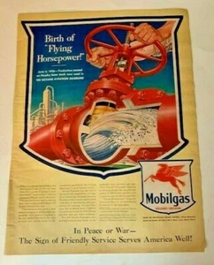 Stampa pubblicitaria d'epoca, Mobilgas, "In pace e in guerra", 1943, 13 x 10. - Foto 1 di 2