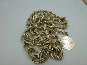 Vintage Metal Chain Fashion Belt, about 28 Inches + 4-inch Drop, Gold Tone - Picture 1 of 9