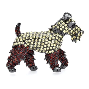 Schnauzer Dog Brooch for Women, Rhinestone Cute Puppy Pin - Picture 1 of 12