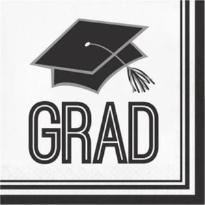 Graduation School Spirit White Lunch Napkins 36 Pack Paper Grad Party Supplies - Picture 1 of 1