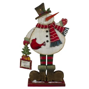 Northlight 17.5in Lighted Waving Happy Holidays Snowman Christmas Table Decor - Picture 1 of 4