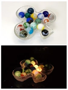 18 Vtg Marbles ~5/8" Vtg Club Shape Ashtray Swirls Master Vitro Peltier MK 9.5+ - Picture 1 of 10