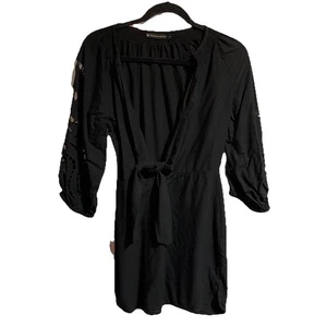 VIX Paula Hermanny Alice abito corto chemise donna piccolo nero copricostume da bagno - Foto 1 di 8