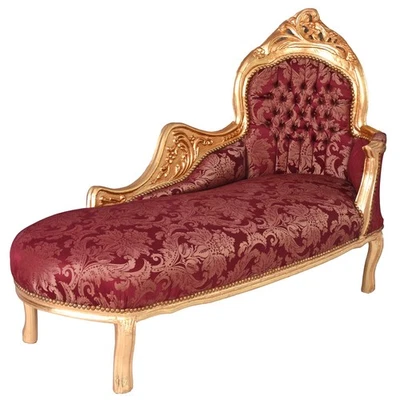 Chaise Longue Rococo Palace Baroque Lounger Gold Sofa Canapé Couch Upholstered - Image 1 of 4