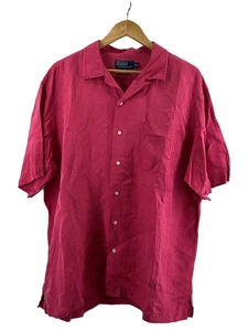 Ralph Lauren Open Collar/Short Sleeve Shirt/Xl/Silk/Linen/Pnk/Caldwell/Hem - Picture 1 of 9