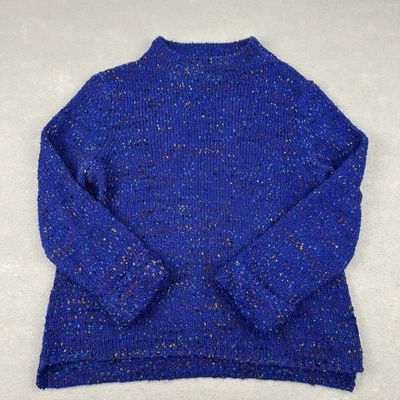 Habitat Sweater Women Small Blue Harvest Tweed Pullover Mock Cozy Knit Cuffs S - Image 1 of 4