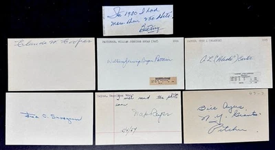 New York Giants Lot of 7 Signed INDEX CARDs Bill Terry Nap Reyes Fred Snodgrass - Image 1 of 4
