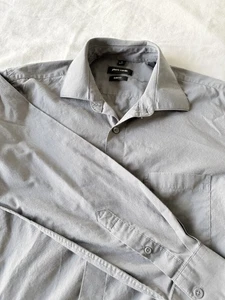 PIERRE CARDIN Gray Men Size Medium 15-15.5 SLIM FIT Long Sleeve Shirt Button Up - Picture 1 of 5