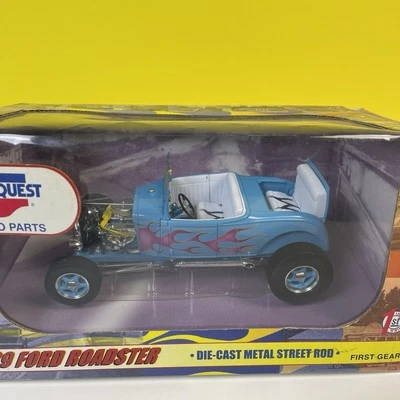 First Gear BLUE '29 1929 FORD ROADSTER Car Quest Auto Parts Diecast 1:24 in Box - Image 1 of 4