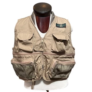 Orvis Mens Khaki Fly Fishing Vest Multiple Pockets & Mesh Accents Large - Picture 1 of 10