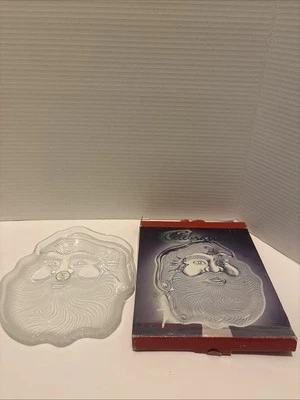 Празднования кристально прозрачный 8» Санта тарелка в коробке матовый кристально прозрачный Рождество  - Изображение 1 из 3