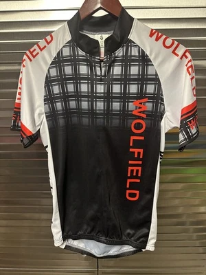 Wolfield Black, White, & Red Cycling 3/4 Zip Jersey XS. NWT. 3 back pockets  - Image 1 of 4