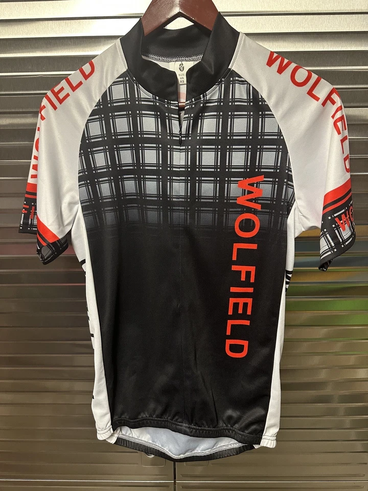 Wolfield Black, White, & Red Cycling 3/4 Zip Jersey XS. NWT. 3 back pockets  - Image 1 of 4